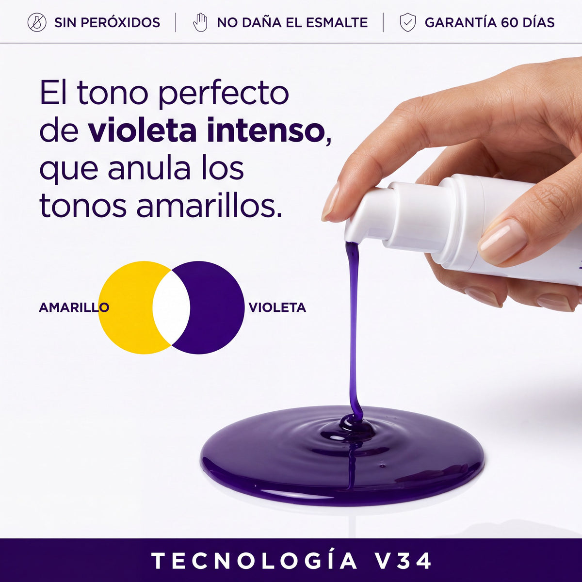 El violeta intenso anula los tonos amarillos