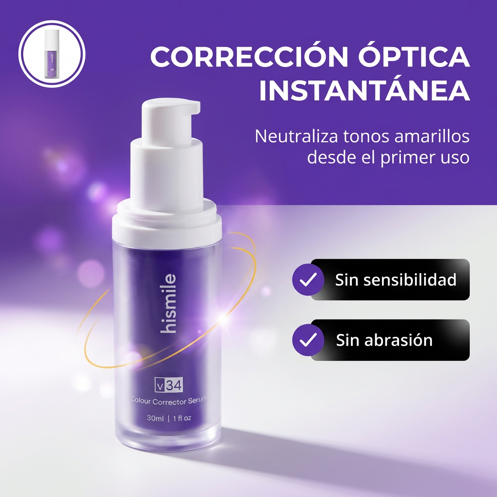 Corrección óptica instantánea, neutraliza tonos amarillos