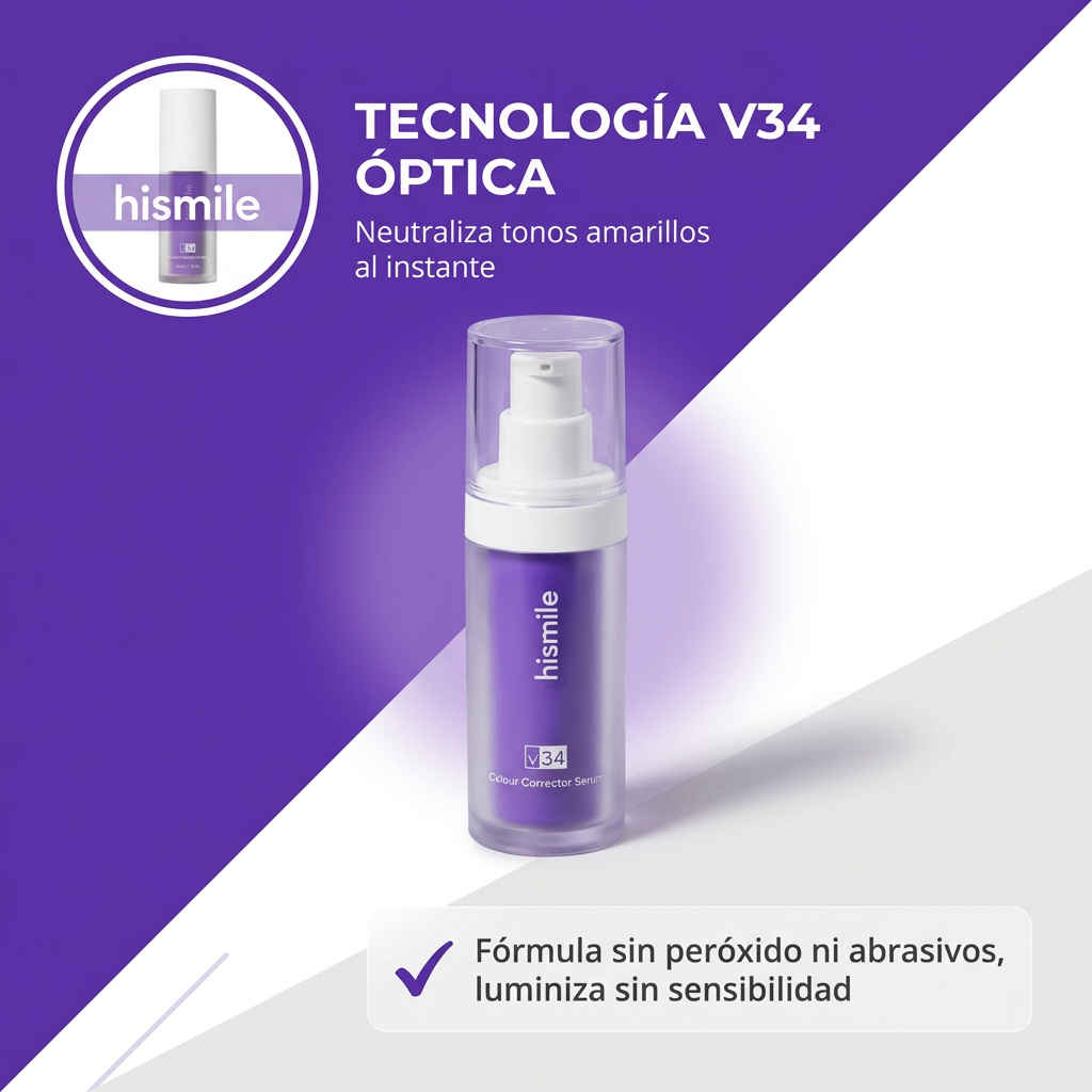 Tecnología V34 óptica, fórmula sin peróxido ni abrasivos